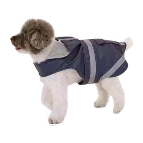 Eddie Bauer Pet Rain Coat, Navy Blue, Size XL Dog Hooded Jacket Outdoor NEW - Picture 2 of 7